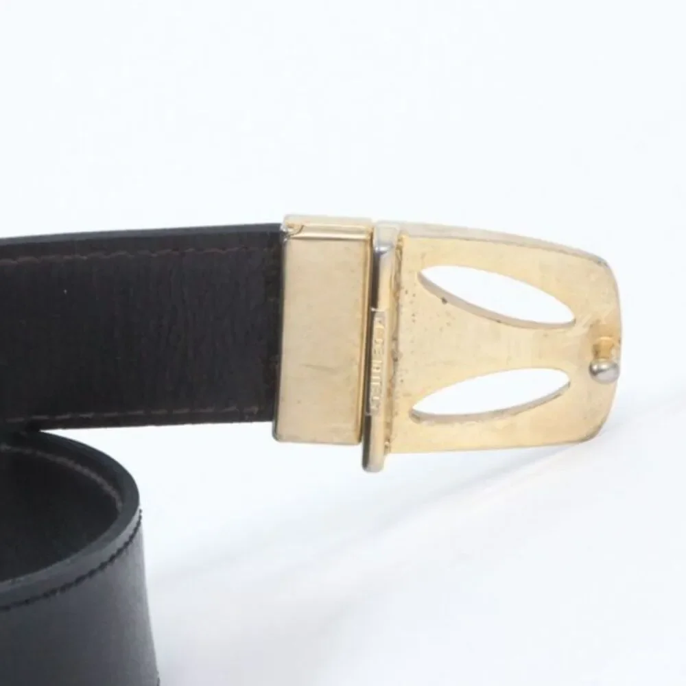 Vintage Pierre Cardin Reversible Belt Black Brown Leather Gold Logo Buckle Italy
